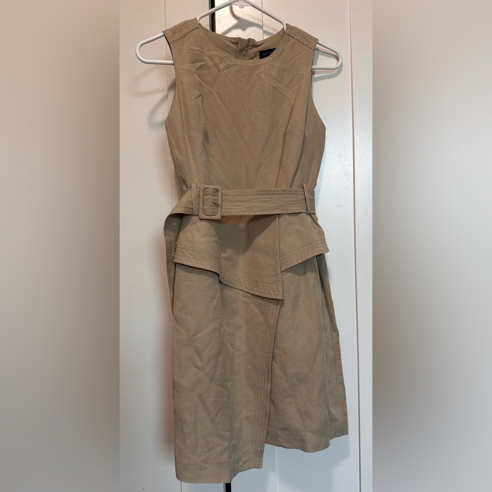 Banana Republic‎ Khaki Tan Sleeveless Belted Dress size 00
